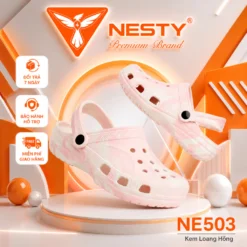 { NE503} ( Tặng kèm 10 Sticker ) Dép Sục NESTY Hồng Loang Hottrend 2026 Đủ Size Gia Đình