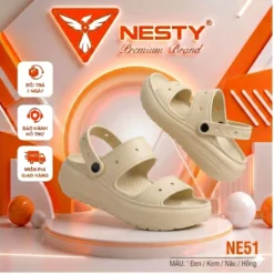 [NE51] Tặng 10 Charm Ngẫu Nhiên Dép Sandanl Nữ Thương Hiệu NESTY Đế Cao 6cm Đúc Nguyên Khối